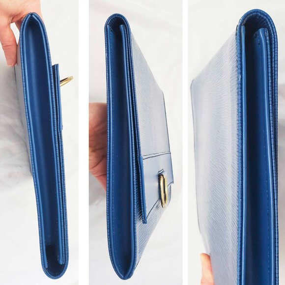 LOUIS VUITTON Womens Epi Jena Clutch Bag Blue Authentic - Picture 8 of 14